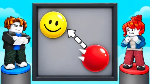 Blue and red balls facing off in the Ball VS Ball arena
